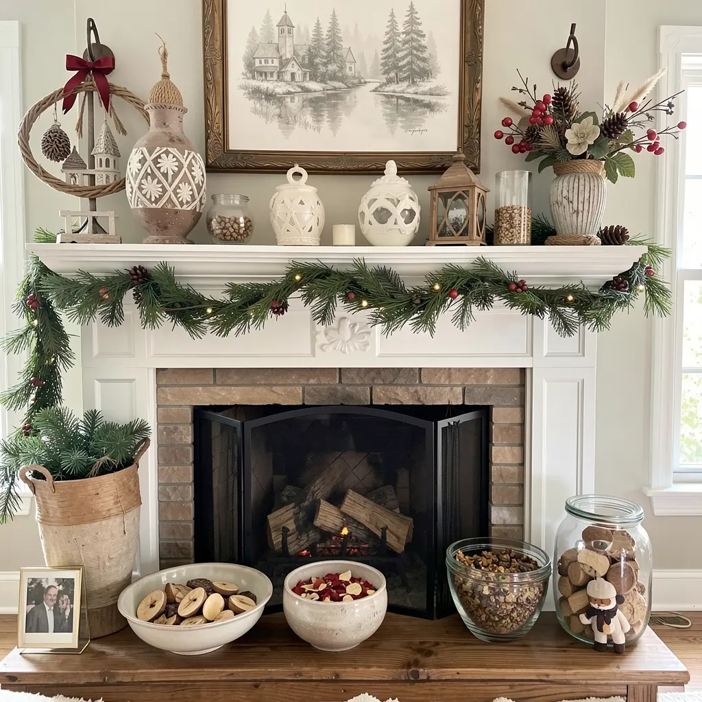 Beautiful seasonal home decoration with festive elements